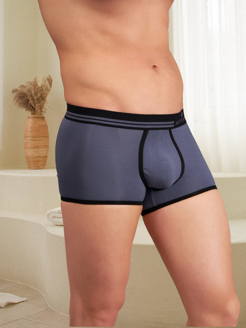 Experience Luxury Everyday – Ultra-Soft Men's Micromodal Solid Trunks Midnight Grey